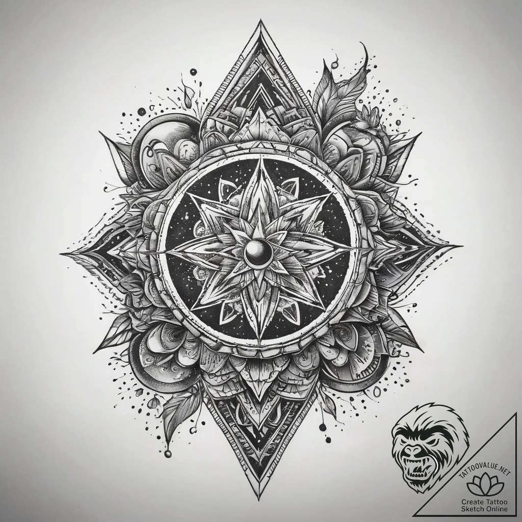 Tattoo sketch cosmic life, artistic tattoo sk... - tattoo sketch (№1759163052_0, 29.09.2025 16:24) — tattoovalue.net
