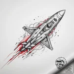 Tattoo sketch cosmic plane, tattoo line art,… – tattoo sketch (№1759165776_0, 29.09.2025 17:09) — tattoovalue.net