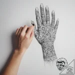 Tattoo sketch hands with a pencil – tattoo sketch (№1759166164_0, 29.09.2025 17:16) — tattoovalue.net