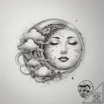 Tattoo sketch cloud with a moon, artistic tat… – tattoo sketch (№1759167135_0, 29.09.2025 17:32) — tattoovalue.net