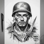 Tattoo sketch soldier with a scissors, ink il… – tattoo sketch (№1759168690_0, 29.09.2025 17:58) — tattoovalue.net