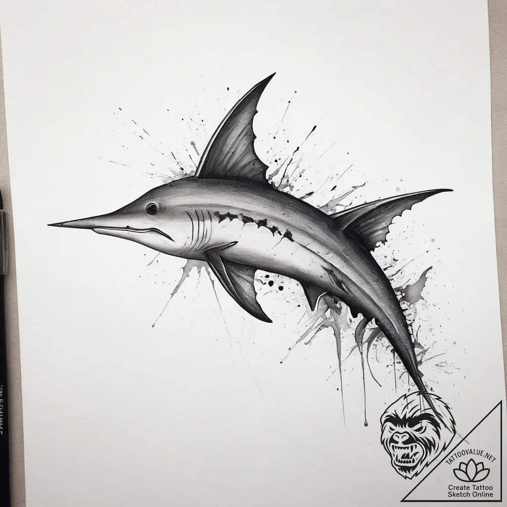 Tattoo sketch sawfish, tattoo flash sheet des... - tattoo sketch (№1759170443_0, 29.09.2025 18:27) — tattoovalue.net