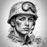 Tattoo sketch soldier with a pencil, ink illu… – tattoo sketch (№1759171413_0, 29.09.2025 18:43) — tattoovalue.net