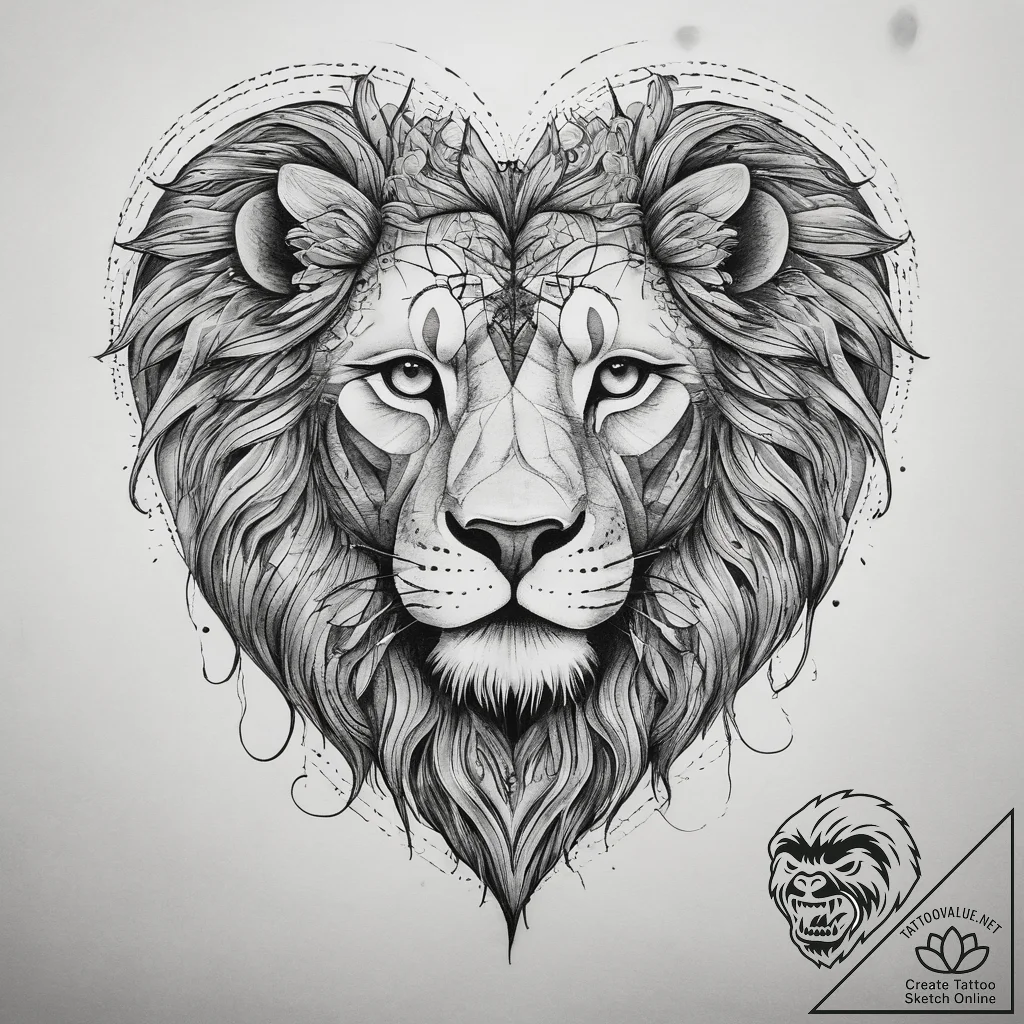 Tattoo sketch узор в виде сердца с львом, tat... - tattoo sketch (№1759173360_0, 29.09.2025 19:16) — tattoovalue.net