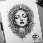 Tattoo sketch pajamas with a moon, artistic t… – tattoo sketch (№1759174339_0, 29.09.2025 19:32) — tattoovalue.net