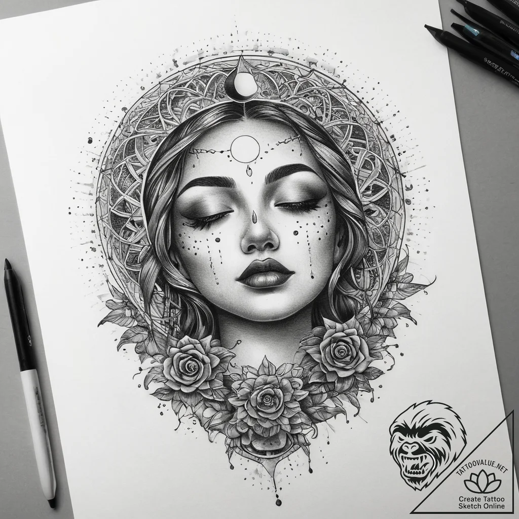 Tattoo sketch pajamas with a moon, artistic t... - tattoo sketch (№1759174339_0, 29.09.2025 19:32) — tattoovalue.net