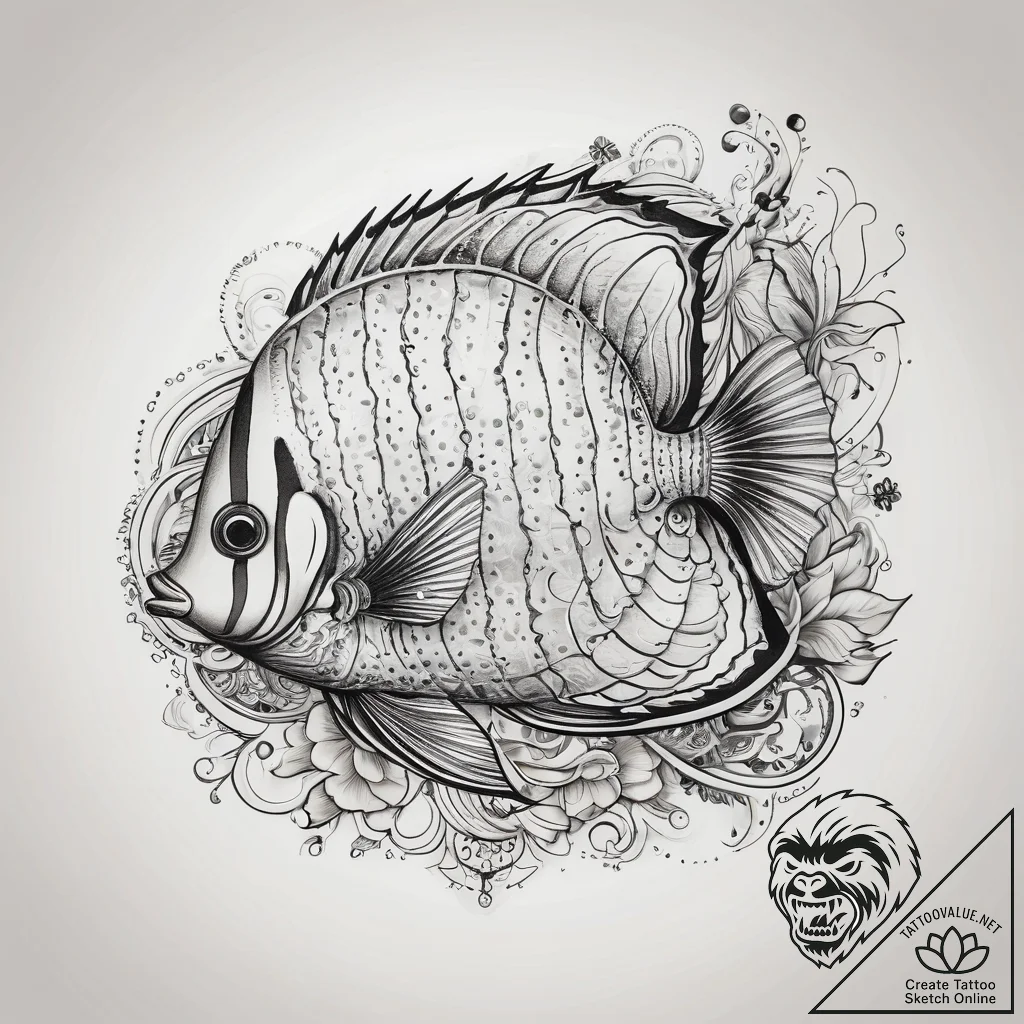 Tattoo sketch butterflyfish, ink illustration... - tattoo sketch (№1759175115_0, 29.09.2025 19:45) — tattoovalue.net