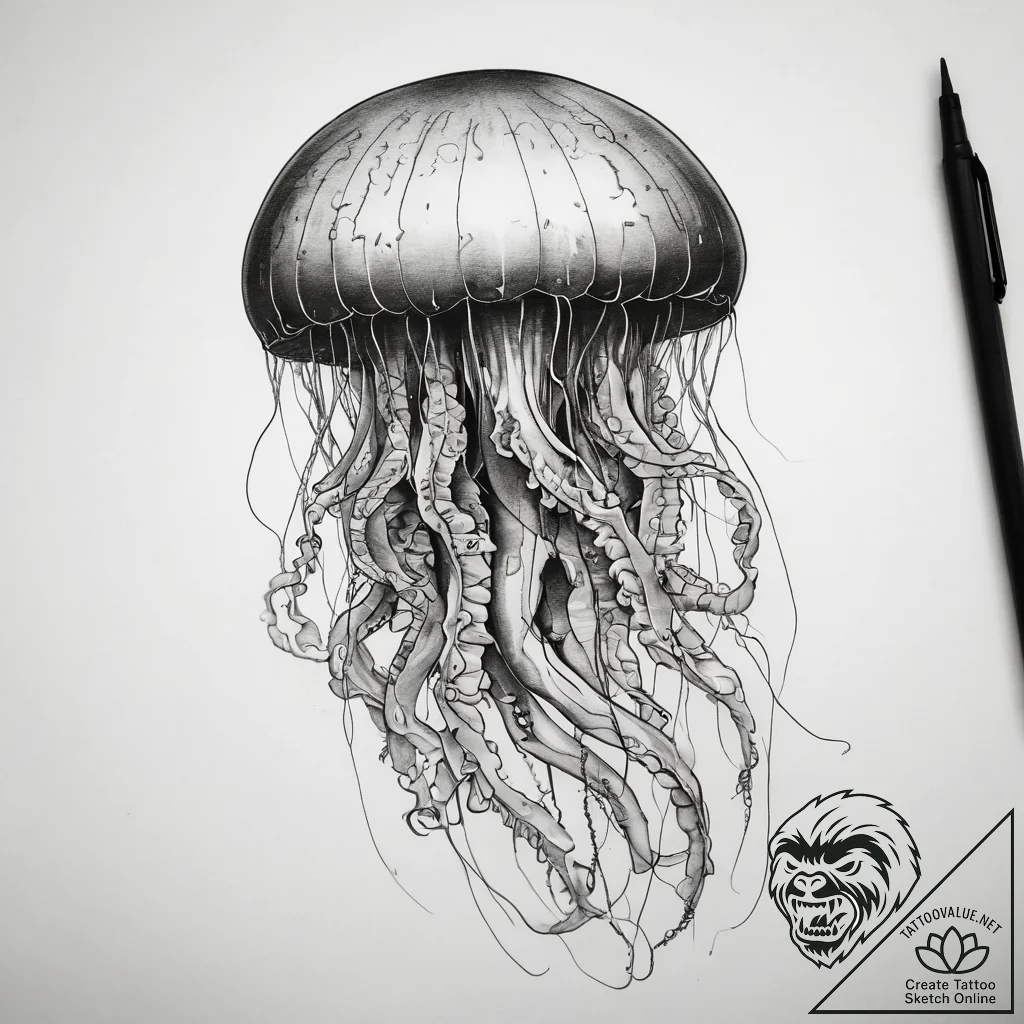Tattoo sketch jellyfish tattoo, tattoo sketch... - tattoo sketch (№1759175895_0, 29.09.2025 19:58) — tattoovalue.net
