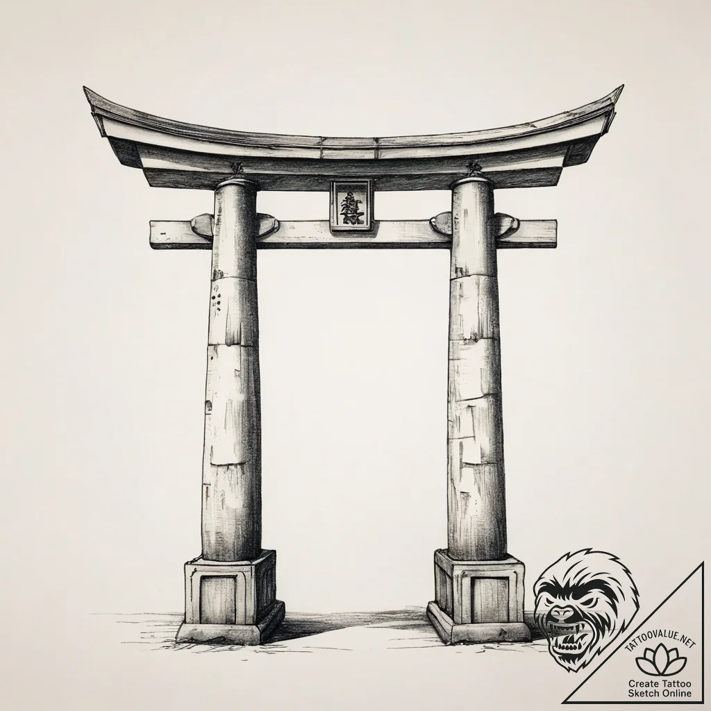 Tattoo sketch shinto torii gate, artistic tat... - tattoo sketch (№1759176670_0, 29.09.2025 20:11) — tattoovalue.net