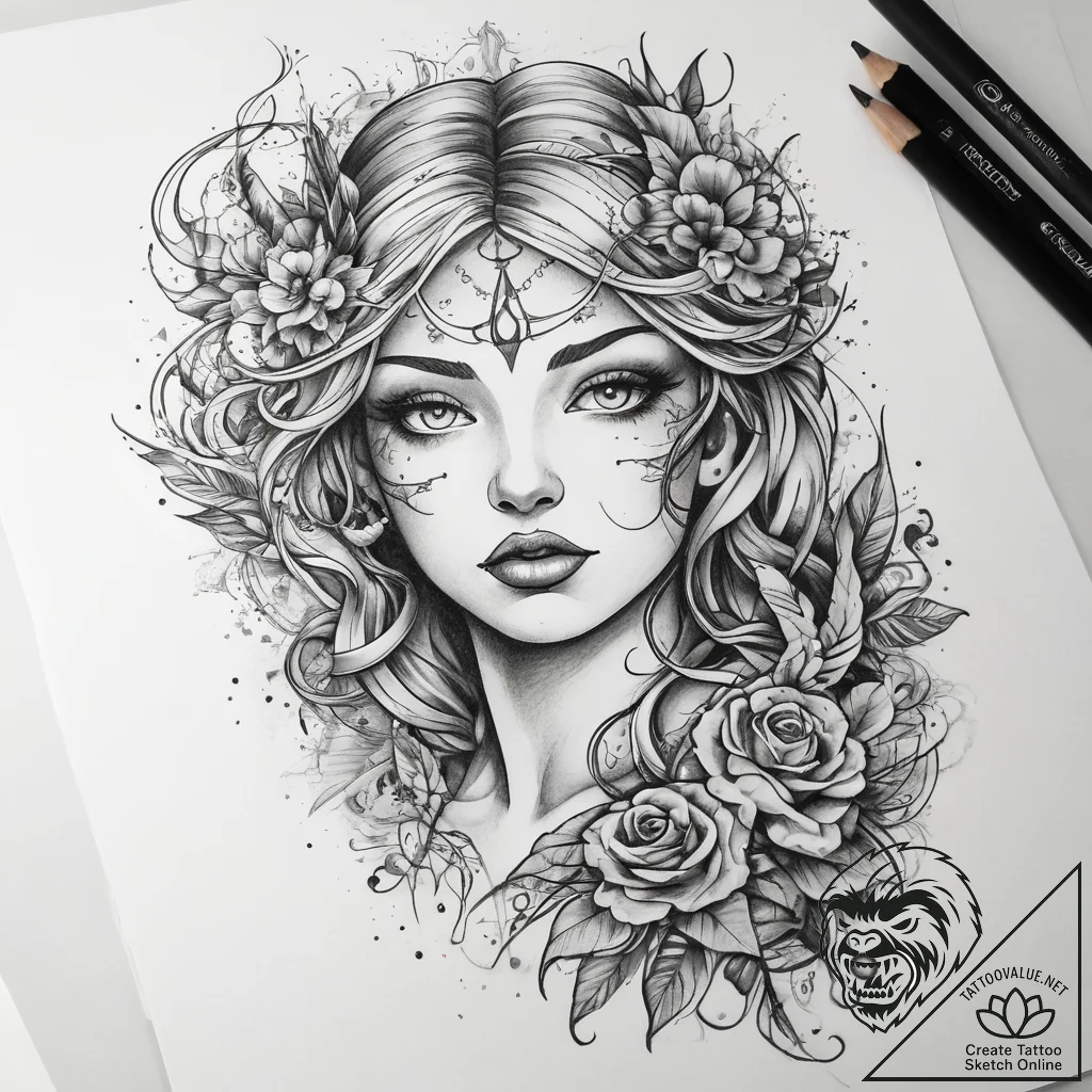 Tattoo sketch mystical scene, tattoo drawing... - tattoo sketch (№1759177070_0, 29.09.2025 20:17) — tattoovalue.net