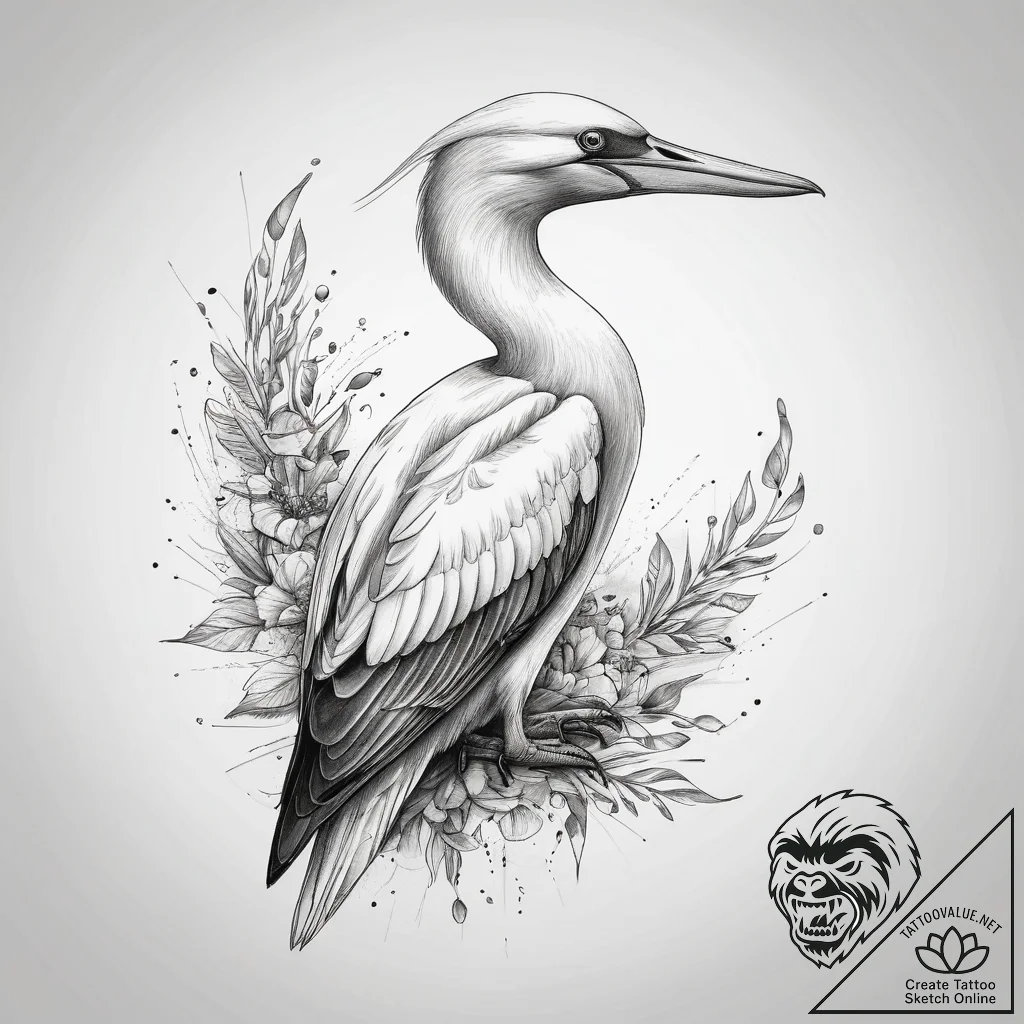 Tattoo sketch gannet, artistic tattoo sketch,... - tattoo sketch (№1759177650_0, 29.09.2025 20:27) — tattoovalue.net