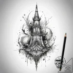 Tattoo sketch spire, concept art for tattoo,… – tattoo sketch (№1759177844_0, 29.09.2025 20:30) — tattoovalue.net