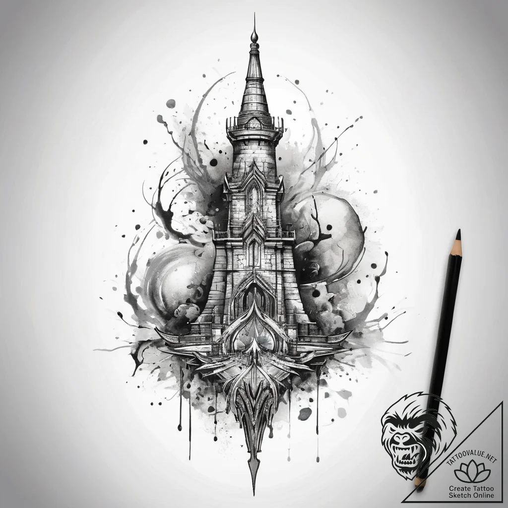Tattoo sketch spire, concept art for tattoo,... - tattoo sketch (№1759177844_0, 29.09.2025 20:30) — tattoovalue.net