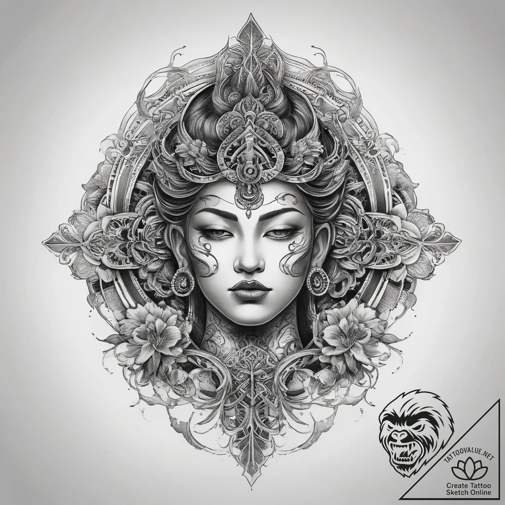 Tattoo sketch irezumi храм, ink illustration... - tattoo sketch (№1759178038_0, 29.09.2025 20:33) — tattoovalue.net