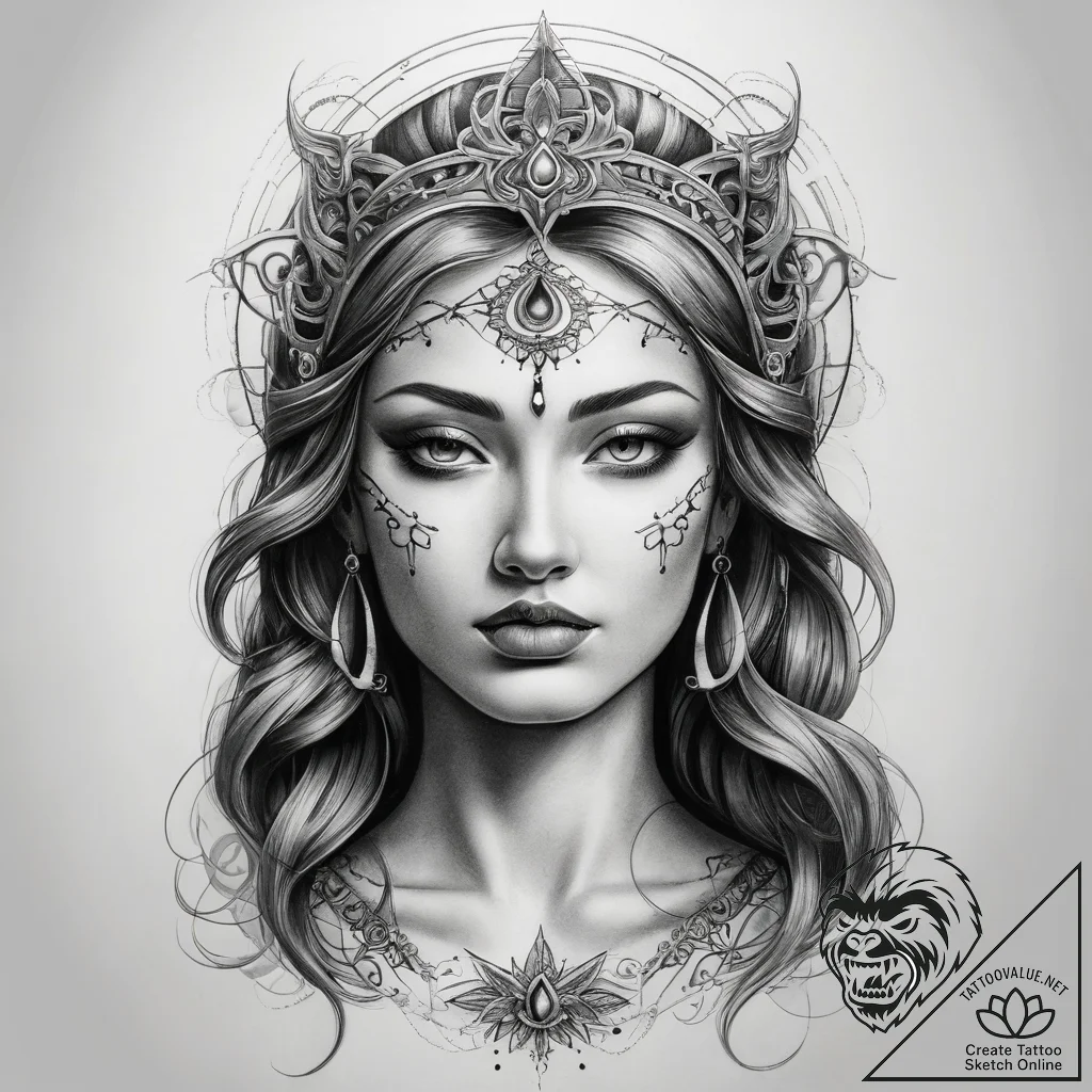 Tattoo sketch divine being - tattoo sketch (№1759179018_0, 29.09.2025 20:50) — tattoovalue.net