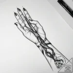 Tattoo sketch hands with a scissors, ink illu… – tattoo sketch (№1759180764_0, 29.09.2025 21:19) — tattoovalue.net