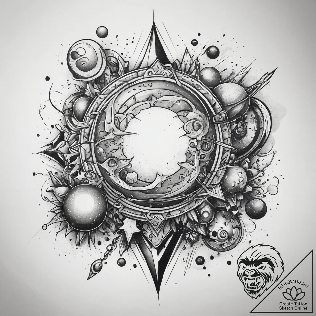 Tattoo sketch узор с планетами, tattoo line a... - tattoo sketch (№1759183495_0, 29.09.2025 22:04) — tattoovalue.net