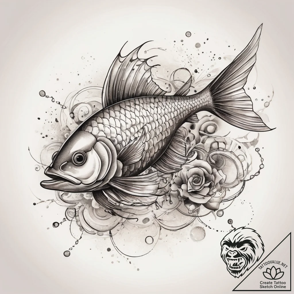 Tattoo sketch flying fish, artistic tattoo sk... - tattoo sketch (№1759184077_0, 29.09.2025 22:14) — tattoovalue.net