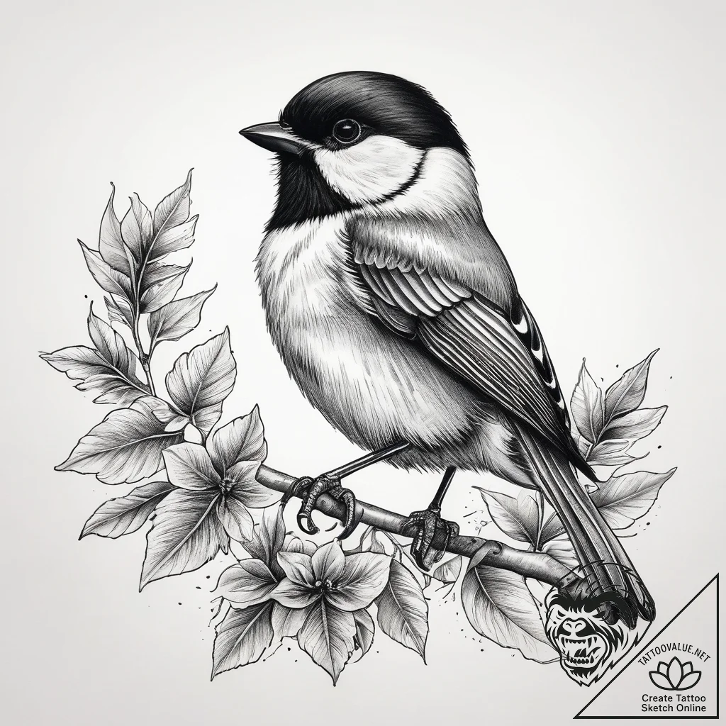 Tattoo sketch chickadee, tattoo flash sheet d... - tattoo sketch (№1759184271_0, 29.09.2025 22:17) — tattoovalue.net