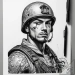 Tattoo sketch soldier with a brush, ink illus… – tattoo sketch (№1759185637_0, 29.09.2025 22:40) — tattoovalue.net