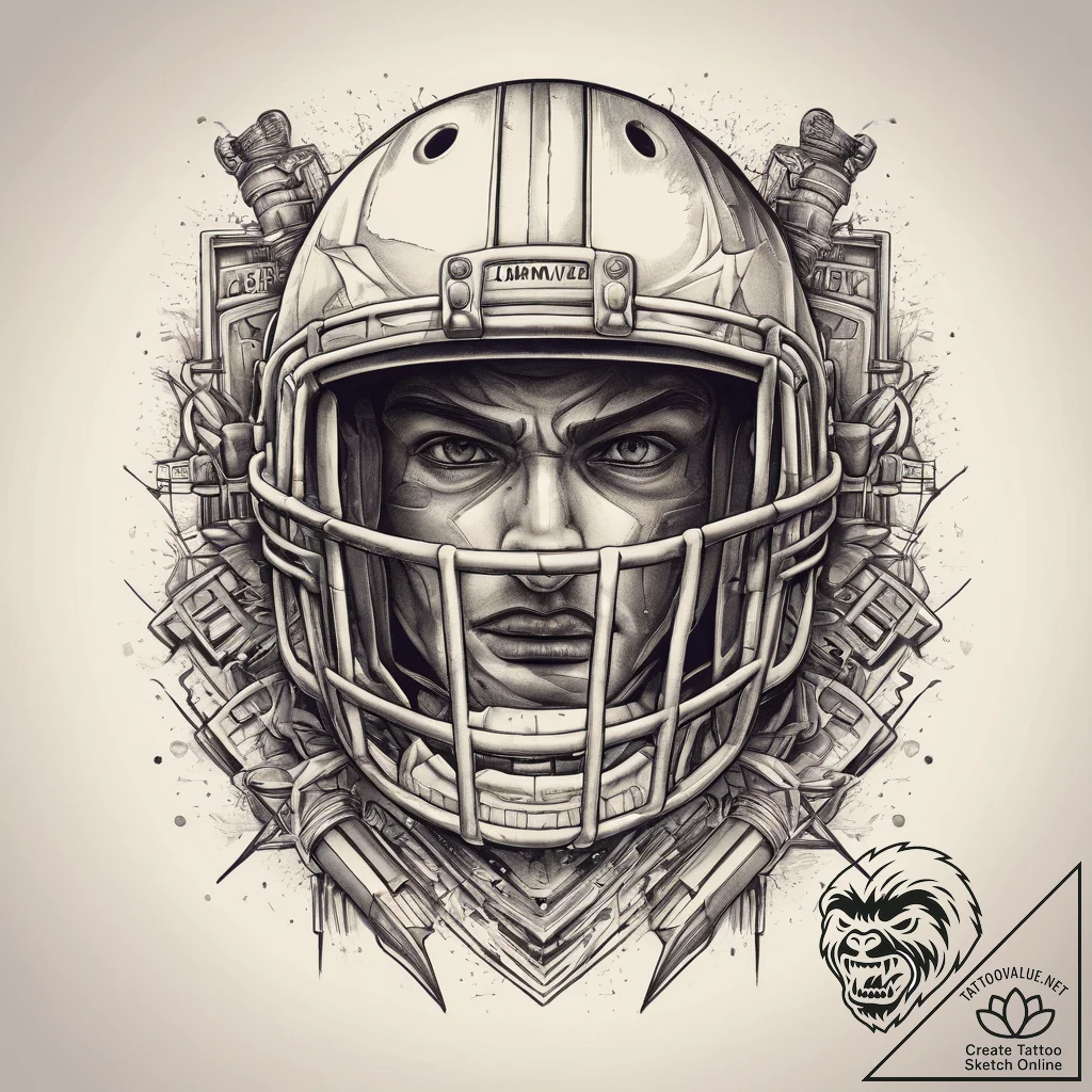 Tattoo sketch american football with goalpost... - tattoo sketch (№1759185832_0, 29.09.2025 22:43) — tattoovalue.net