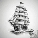 Tattoo sketch ship – tattoo sketch (№1759186419_0, 29.09.2025 22:53) — tattoovalue.net