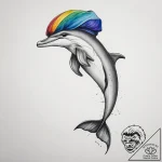 Tattoo sketch dolphin with a beret, tattoo li… – tattoo sketch (№1759187400_0, 29.09.2025 23:10) — tattoovalue.net