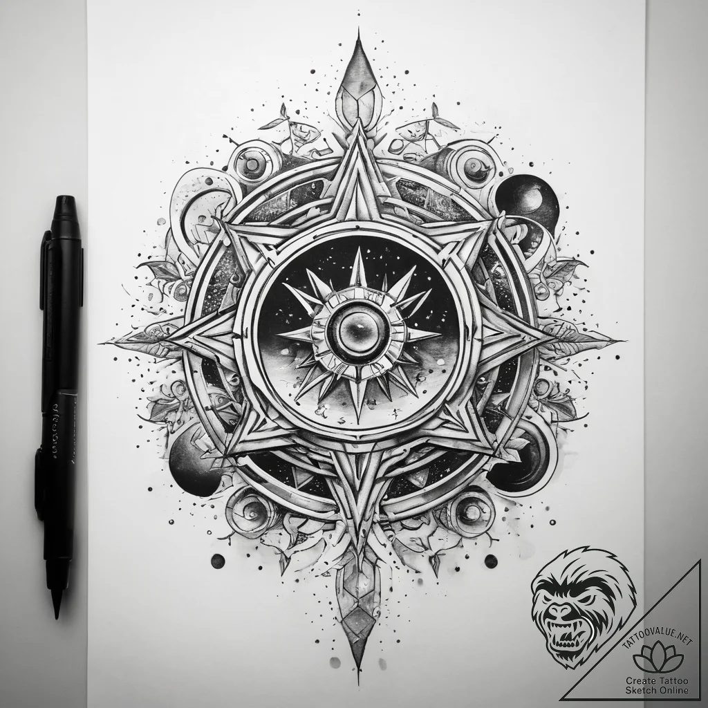 Tattoo sketch cosmic domain - tattoo sketch (№1759188567_0, 29.09.2025 23:29) — tattoovalue.net