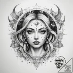 Tattoo sketch cosmic character – tattoo sketch (№1759189348_0, 29.09.2025 23:42) — tattoovalue.net