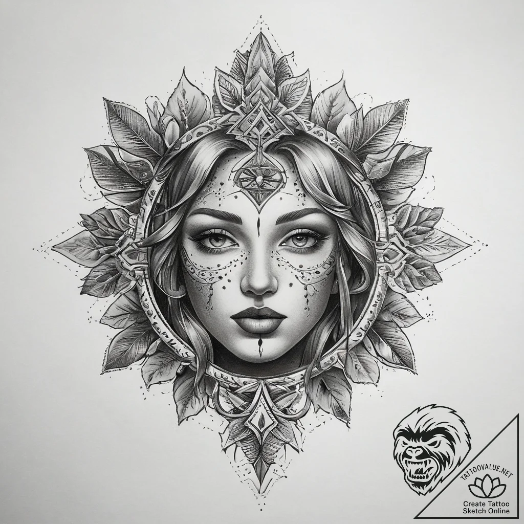 Tattoo sketch blessed being, artistic tattoo... - tattoo sketch (№1759191295_0, 30.09.2025 00:14) — tattoovalue.net