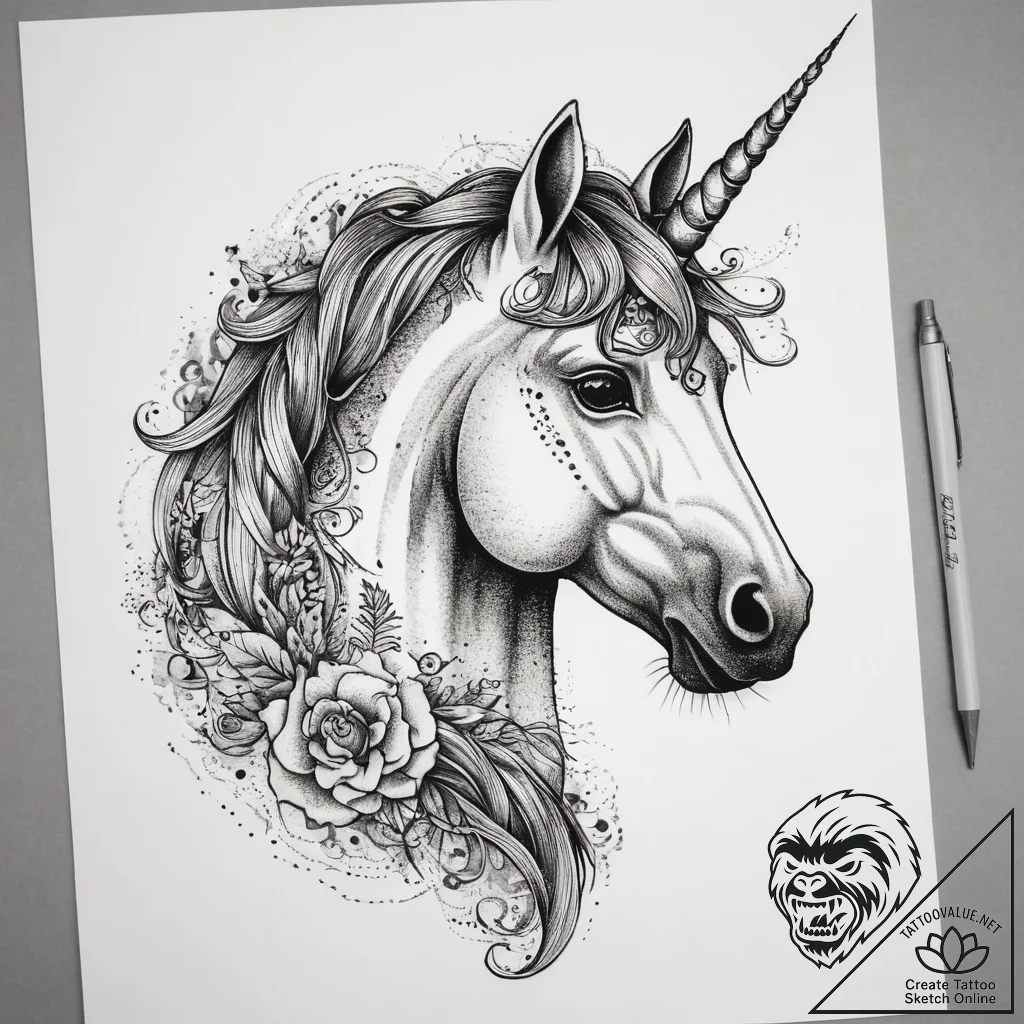 Tattoo sketch unicorn tattoo, tattoo line art... - tattoo sketch (№1759191491_0, 30.09.2025 00:18) — tattoovalue.net