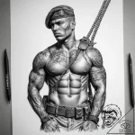 Tattoo sketch soldier with a rope, artistic t… – tattoo sketch (№1759192858_0, 30.09.2025 00:40) — tattoovalue.net