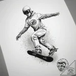 Tattoo sketch snowboarding a snowboard with a… – tattoo sketch (№1759193252_0, 30.09.2025 00:47) — tattoovalue.net