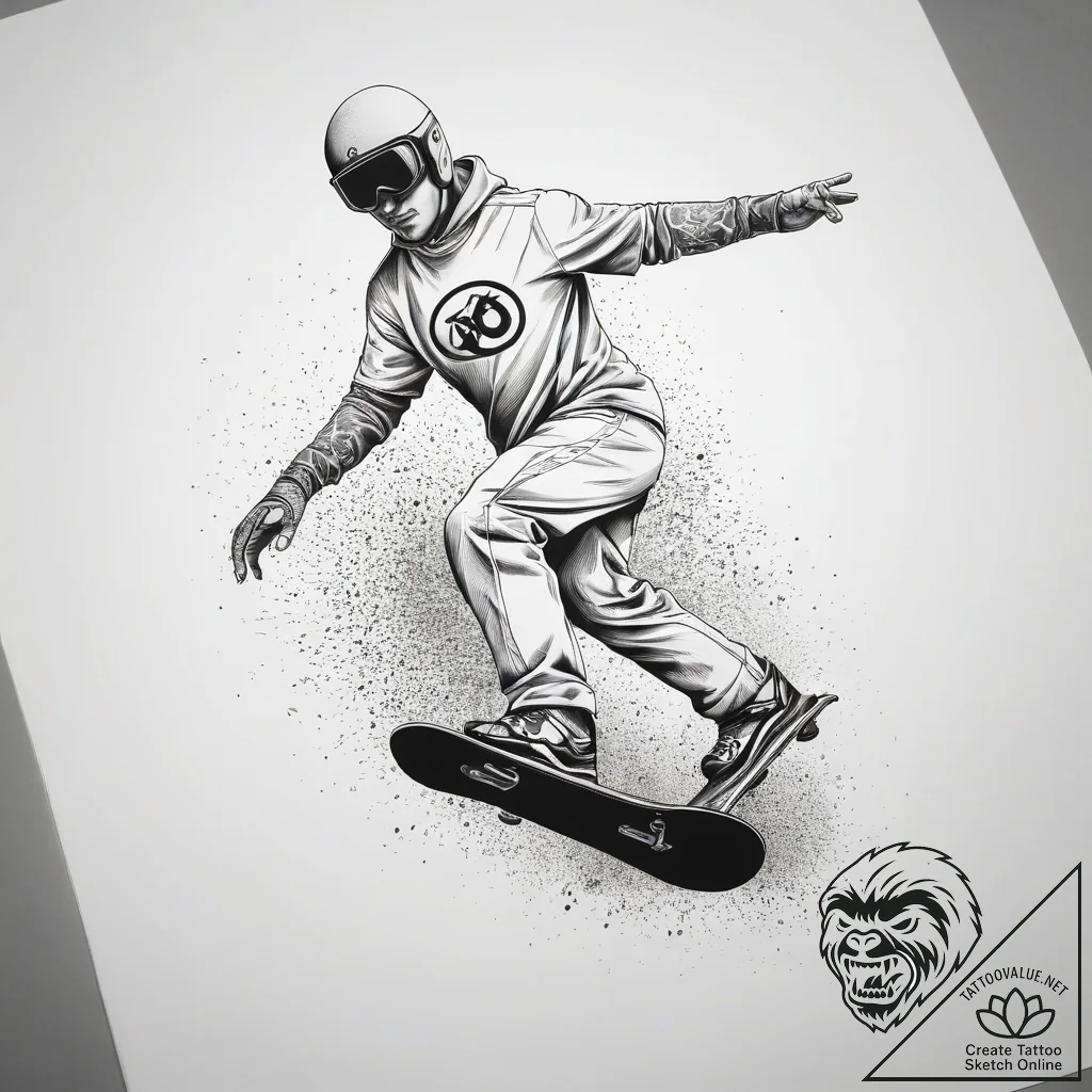 Tattoo sketch snowboarding a snowboard with a... - tattoo sketch (№1759193252_0, 30.09.2025 00:47) — tattoovalue.net