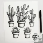 Tattoo sketch cacti in a pot, tattoo flash sh… – tattoo sketch (№1759193839_0, 30.09.2025 00:57) — tattoovalue.net