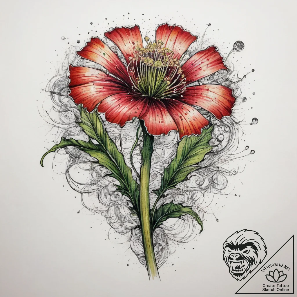 Tattoo sketch sundew flower, artistic tattoo... - tattoo sketch (№1759195393_0, 30.09.2025 01:23) — tattoovalue.net