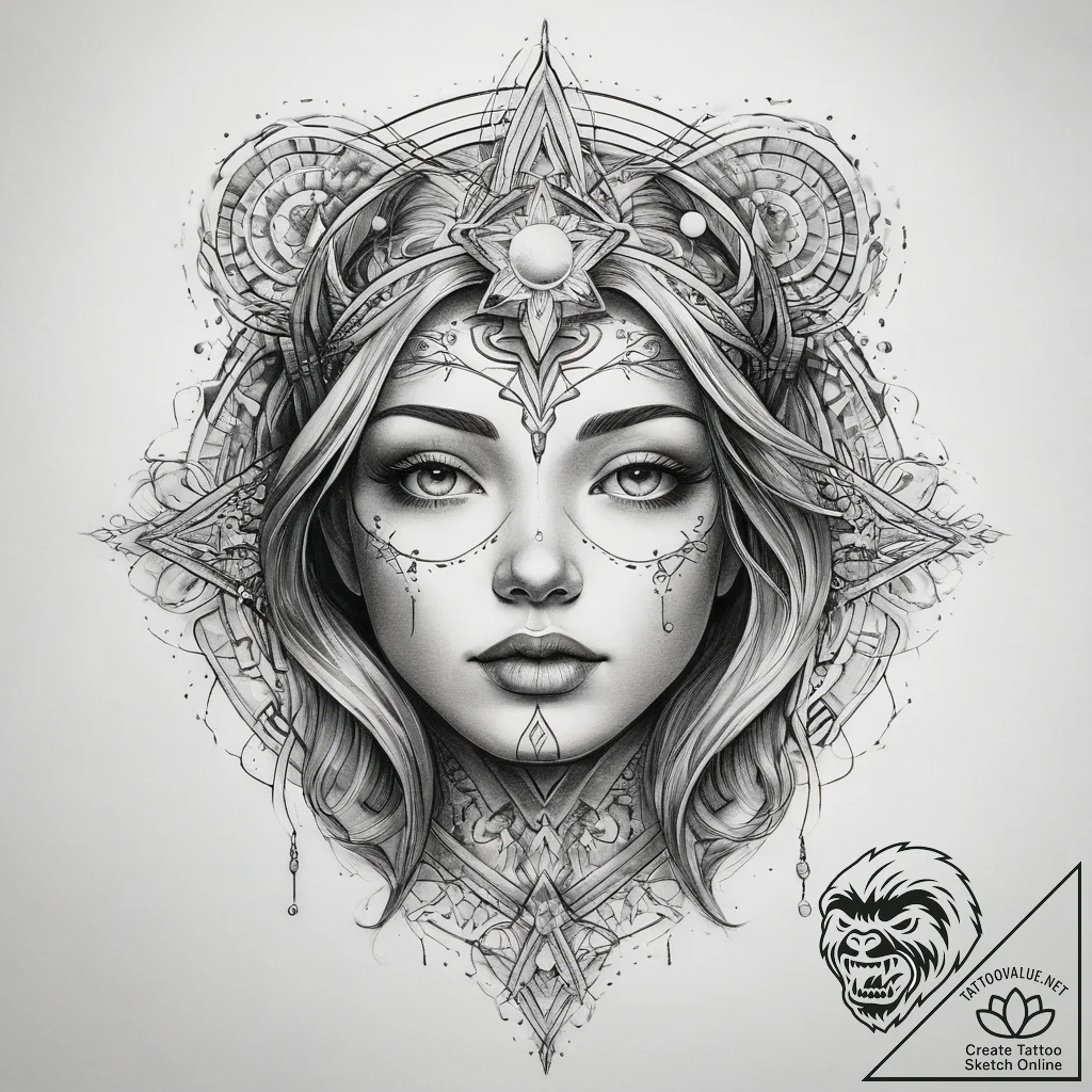 Tattoo sketch cosmic self, tattoo sketch desi... - tattoo sketch (№1759195586_0, 30.09.2025 01:26) — tattoovalue.net