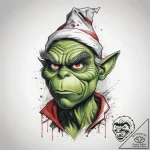 Tattoo sketch the grinch with a skin, tattoo… – tattoo sketch (№1759195780_0, 30.09.2025 01:29) — tattoovalue.net
