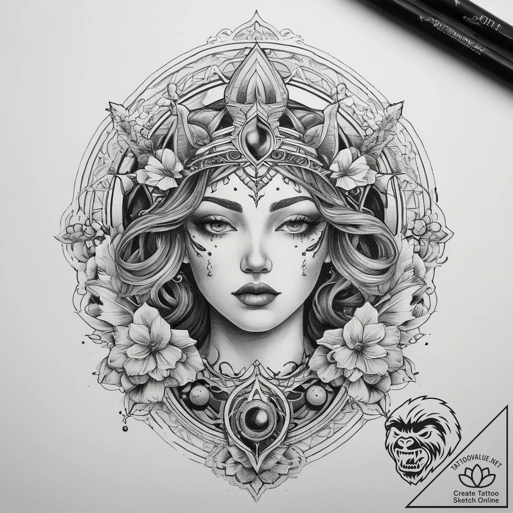 Tattoo sketch cosmic foundation, tattoo flash... - tattoo sketch (№1759197910_0, 30.09.2025 02:05) — tattoovalue.net