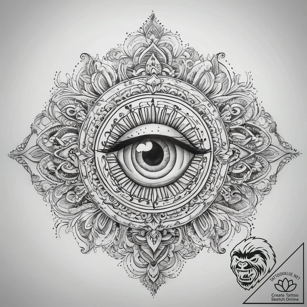 Tattoo sketch third eye, ink illustration for... - tattoo sketch (№1759199267_0, 30.09.2025 02:27) — tattoovalue.net