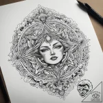 Tattoo sketch cosmic myth, ink illustration f… – tattoo sketch (№1759200431_0, 30.09.2025 02:47) — tattoovalue.net