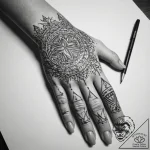 Tattoo sketch hands with a pencil, artistic t… – tattoo sketch (№1759200820_0, 30.09.2025 02:53) — tattoovalue.net