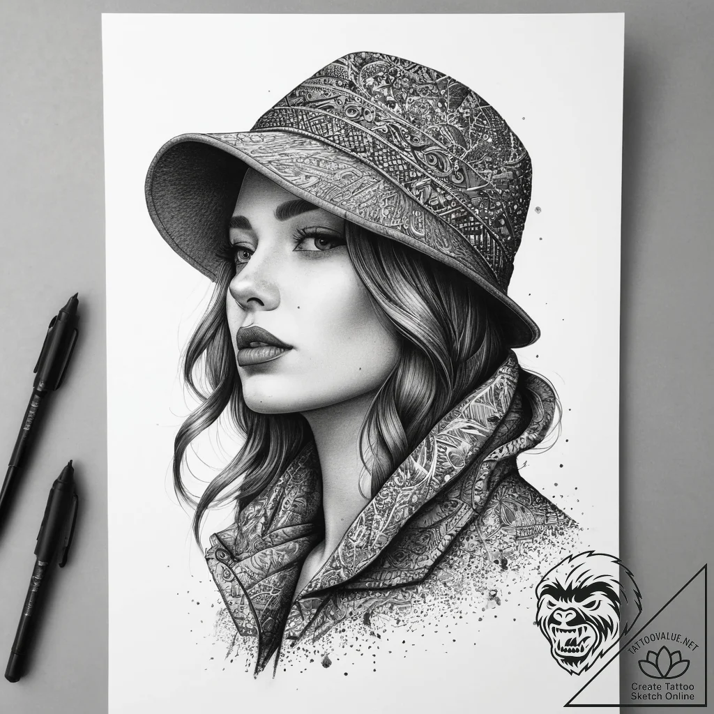 Tattoo sketch winter coat with a hat, ink ill... - tattoo sketch (№1759201014_0, 30.09.2025 02:56) — tattoovalue.net