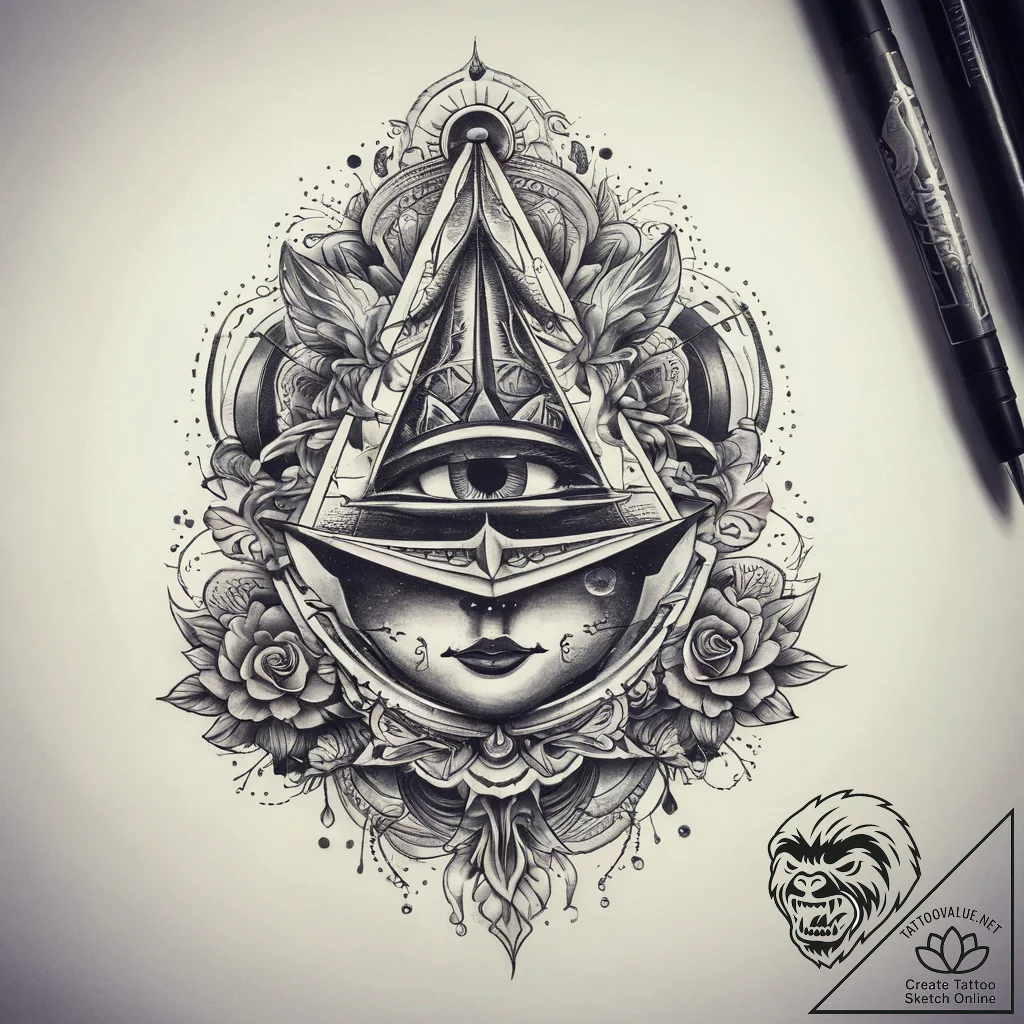 Tattoo sketch cosmic fount, artistic tattoo s... - tattoo sketch (№1759201791_0, 30.09.2025 03:09) — tattoovalue.net