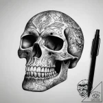 Tattoo sketch realistic череп – tattoo sketch (№1759203540_0, 30.09.2025 03:39) — tattoovalue.net