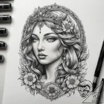 Tattoo sketch aphrodite with a mirror, tattoo… – tattoo sketch (№1759204122_0, 30.09.2025 03:48) — tattoovalue.net