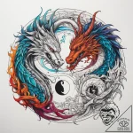 Tattoo sketch yin yang with dragon, ink illus… – tattoo sketch (№1759204511_0, 30.09.2025 03:55) — tattoovalue.net