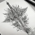 Tattoo sketch dagger, tattoo flash sheet desi… – tattoo sketch (№1759206647_0, 30.09.2025 04:30) — tattoovalue.net