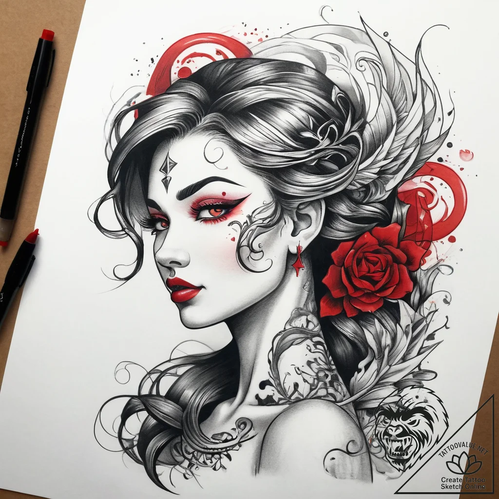Tattoo sketch siren, artistic tattoo sketch,... - tattoo sketch (№1759207035_0, 30.09.2025 04:37) — tattoovalue.net