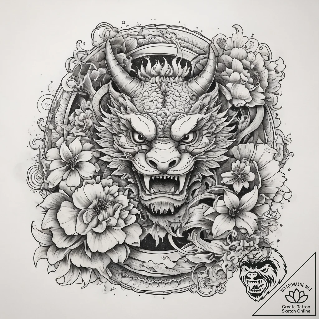 Tattoo sketch marigold, tattoo flash sheet de... - tattoo sketch (№1759207616_0, 30.09.2025 04:46) — tattoovalue.net